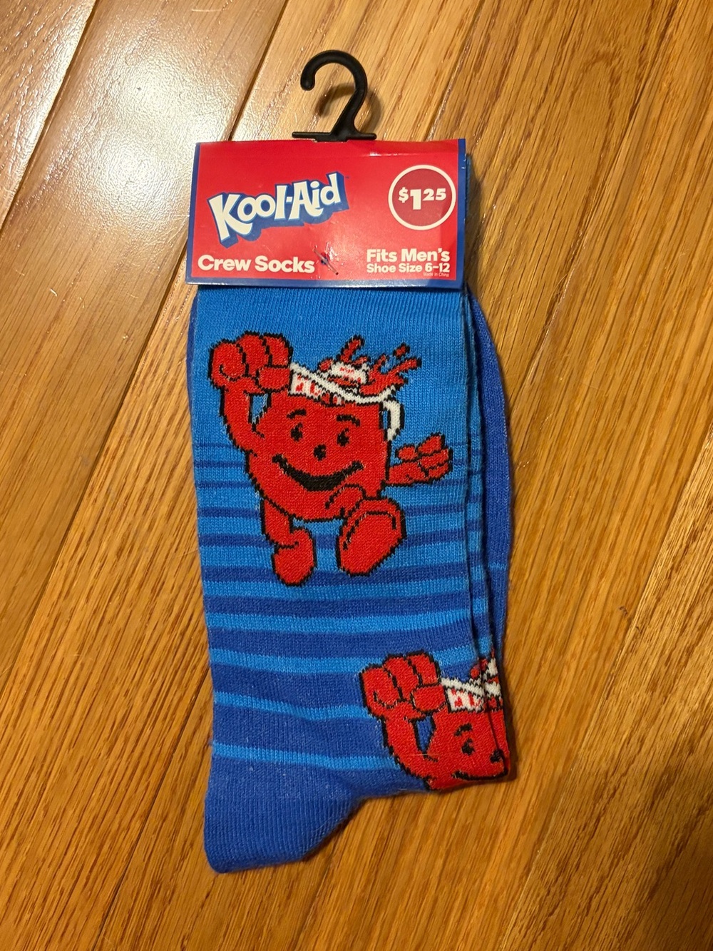 Kool-Aid Men's Blue Crew Socks with Red Kool-Aid Man